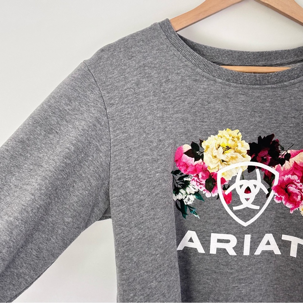 Ariat Women’s Floral Sweatshirt Size Small Casual Cozy Fleece Lined Neutral G17 - Picture 3 of 13